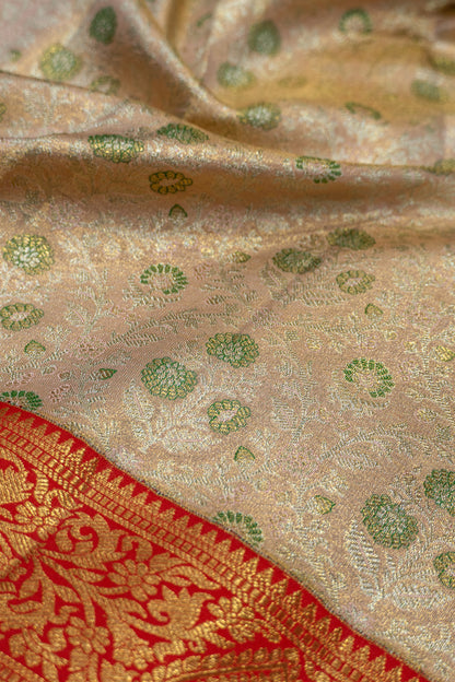 Kanchipuram Silk Tissue Brocade Gold Saree