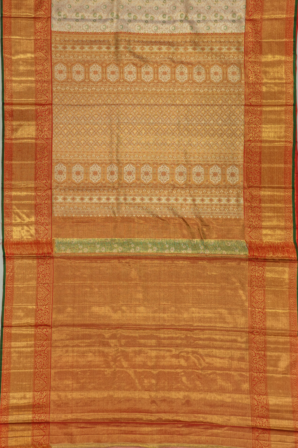 Kanchipuram Silk Tissue Brocade Gold Saree