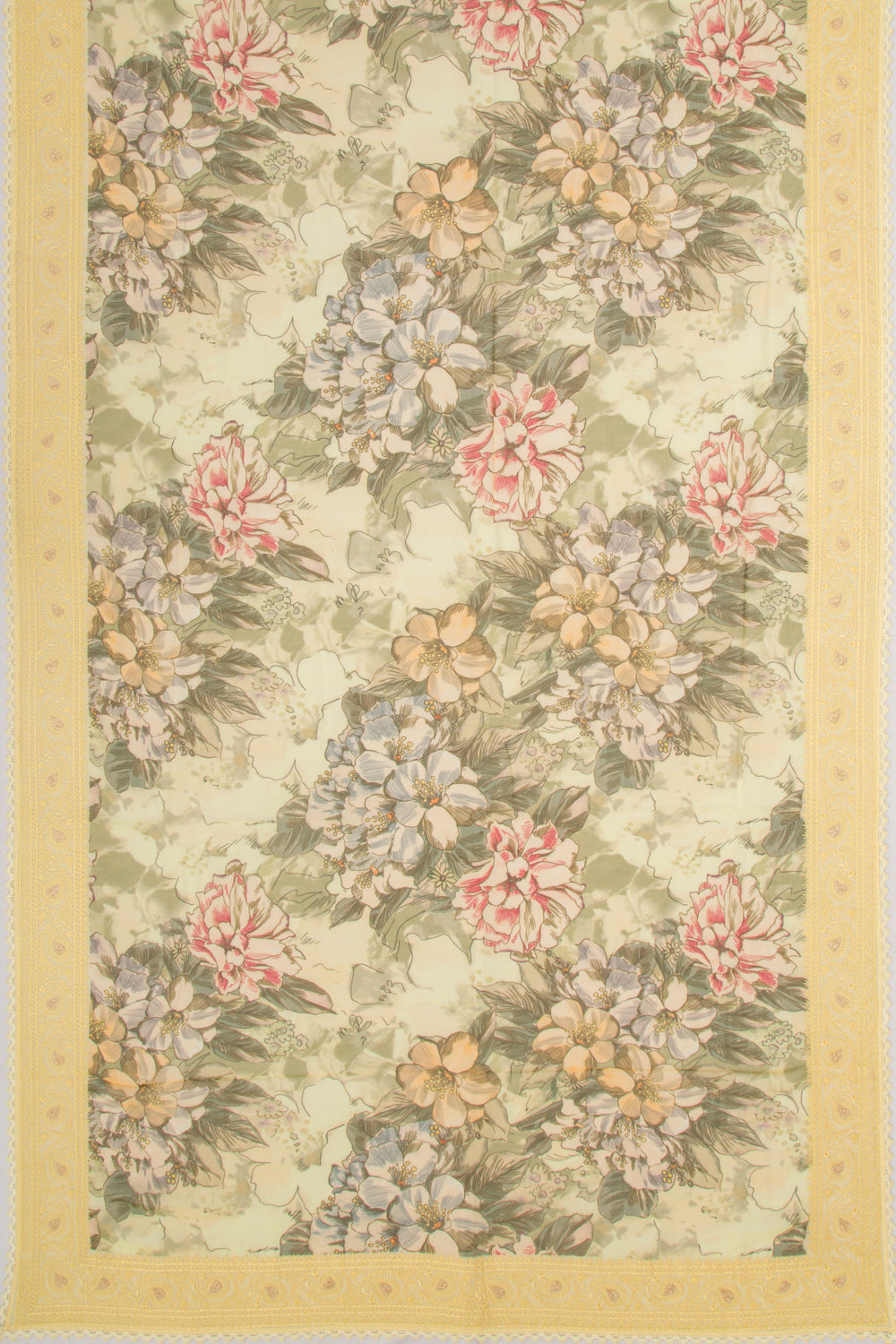 Georgette Floral Printed Yellow Saree