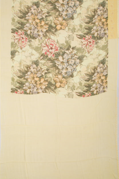 Georgette Floral Printed Yellow Saree