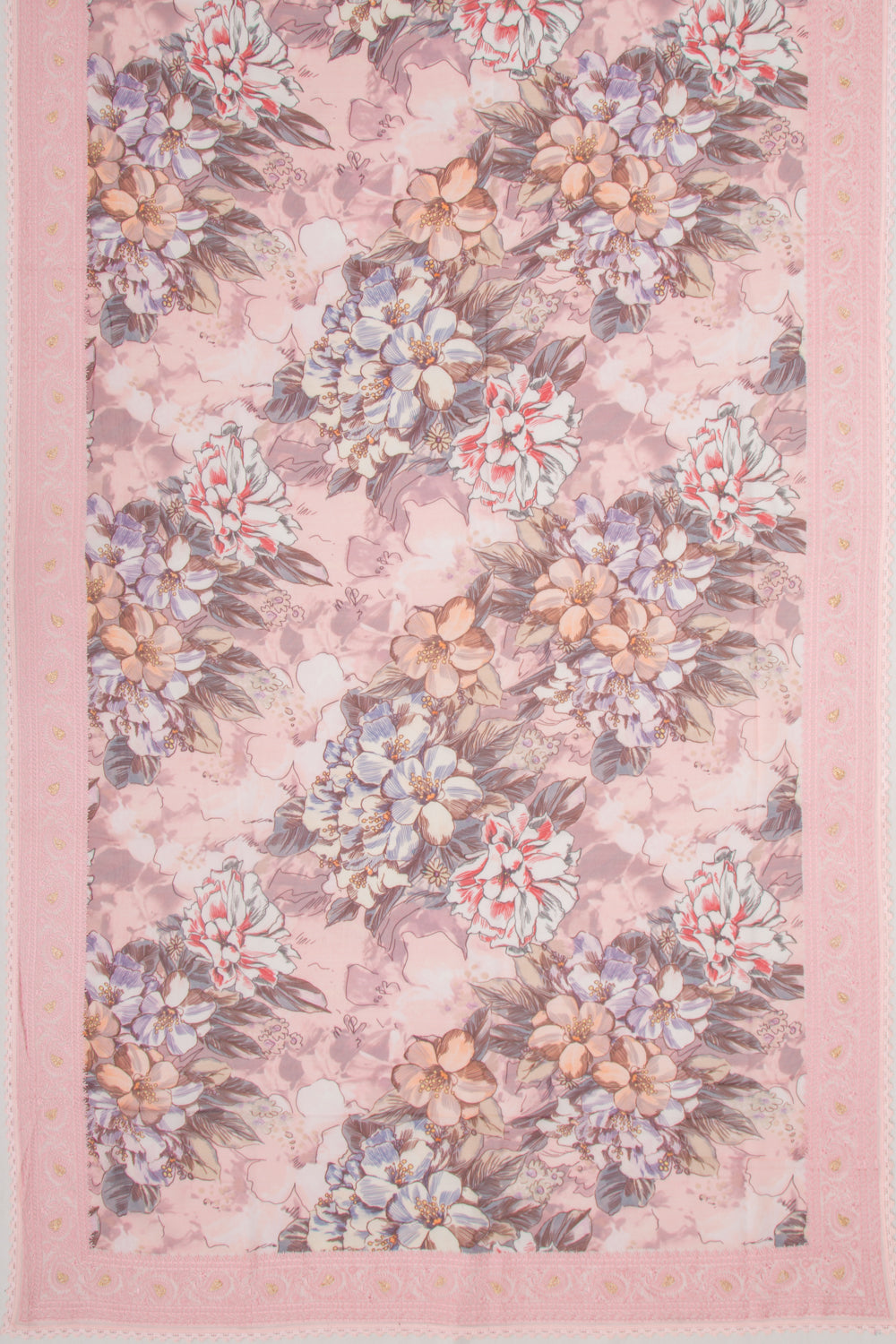 Georgette Floral Printed Baby Pink Saree