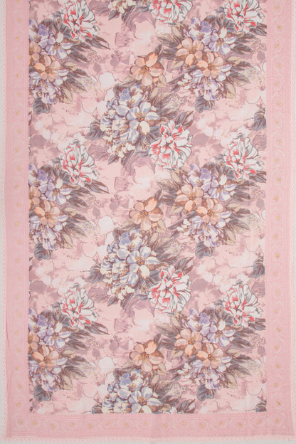 Georgette Floral Printed Baby Pink Saree