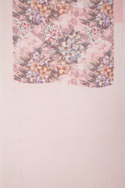 Georgette Floral Printed Baby Pink Saree