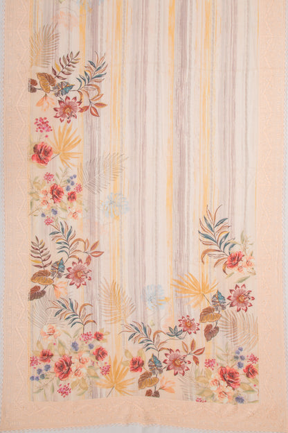 Georgette Floral Printed Pastel Orange Saree