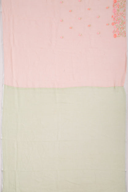 Linen Embroidery Butta Peach Saree