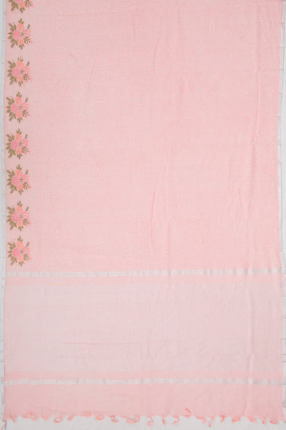 Linen Embroidery Pink Saree