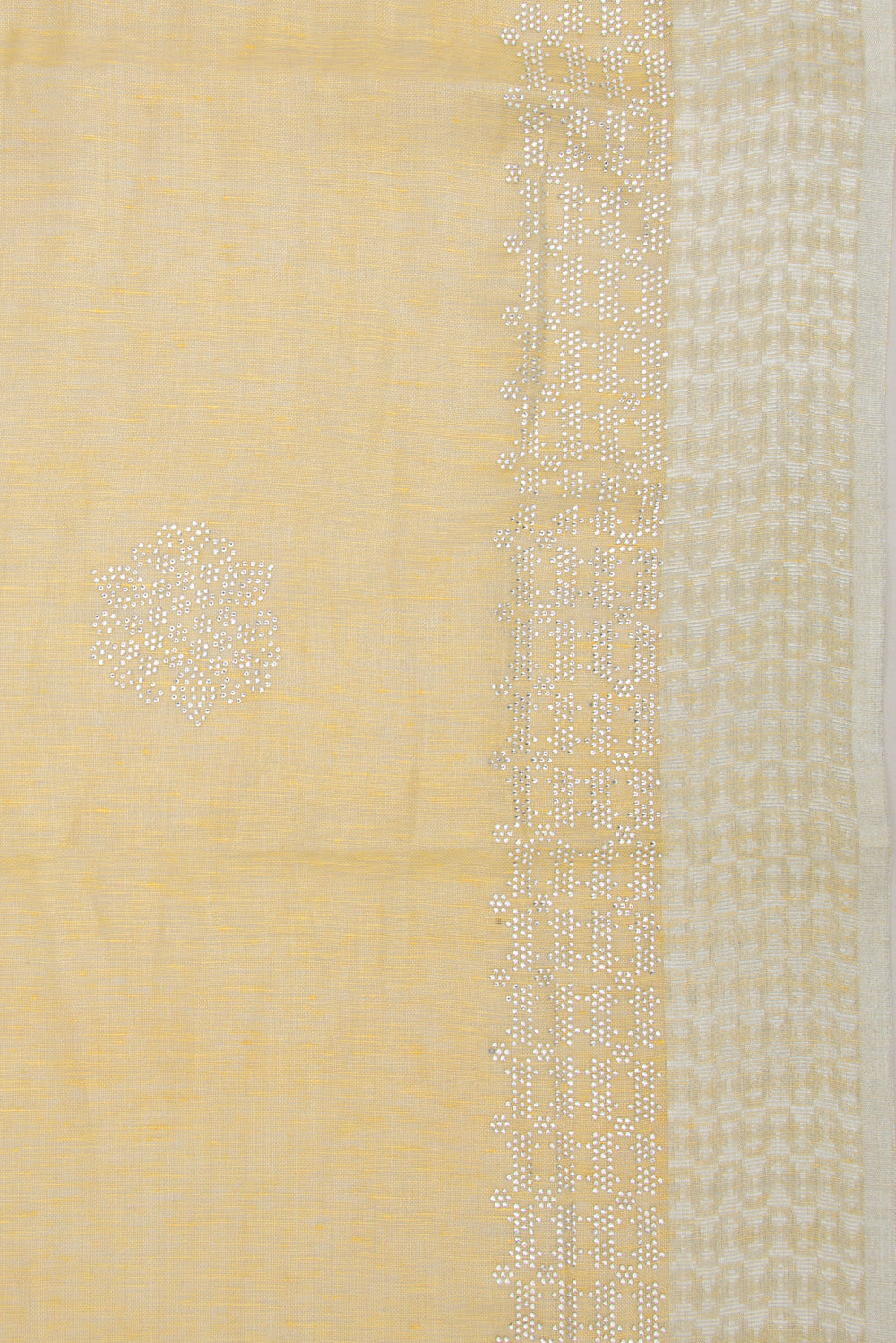 Linen Tissue Yellow Saree With Sequin Work