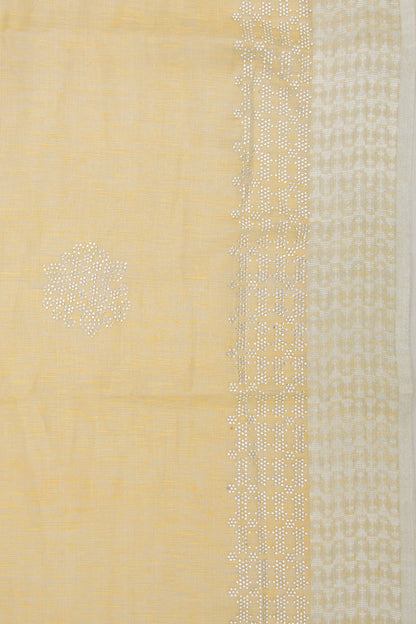 Linen Tissue Yellow Saree With Sequin Work