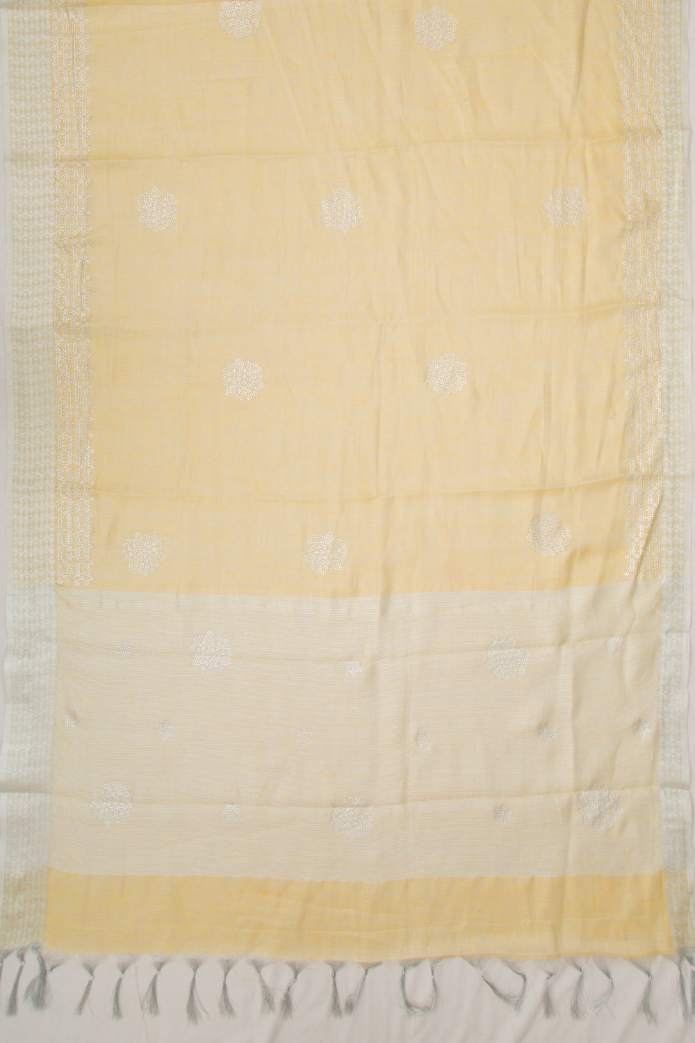 Linen Tissue Yellow Saree With Sequin Work