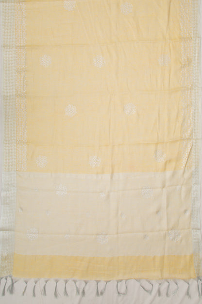 Linen Tissue Yellow Saree With Sequin Work