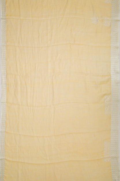 Linen Tissue Yellow Saree With Sequin Work