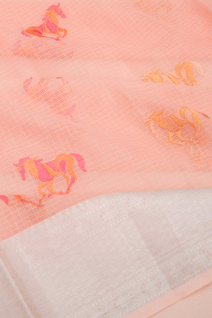 Soft Kota Silk Embroidery Butta Pastel Orange Saree