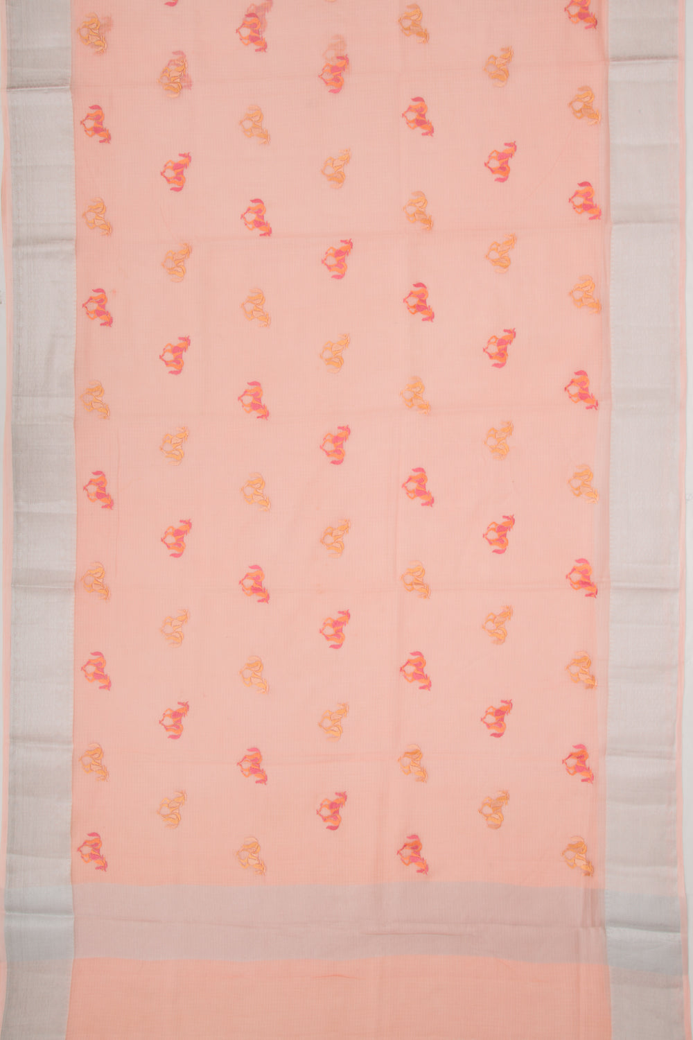 Soft Kota Silk Embroidery Butta Pastel Orange Saree