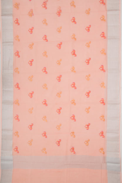 Soft Kota Silk Embroidery Butta Pastel Orange Saree