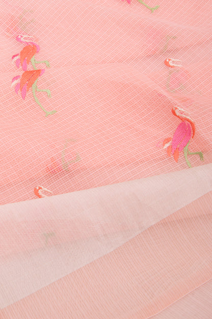 Kota Soft Silk Embroidery Pastel Orange Saree