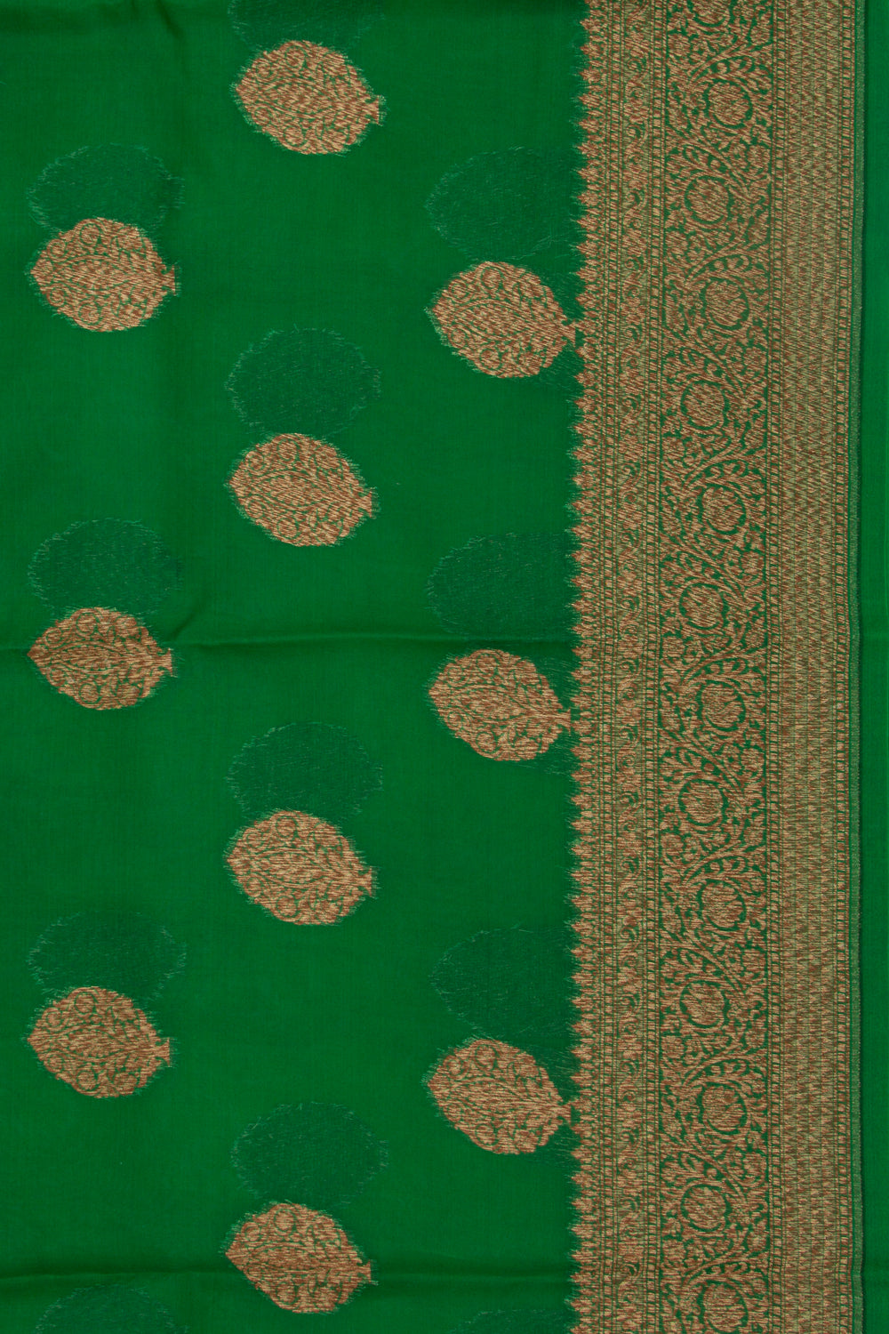 Organza Butta Dark Green Saree