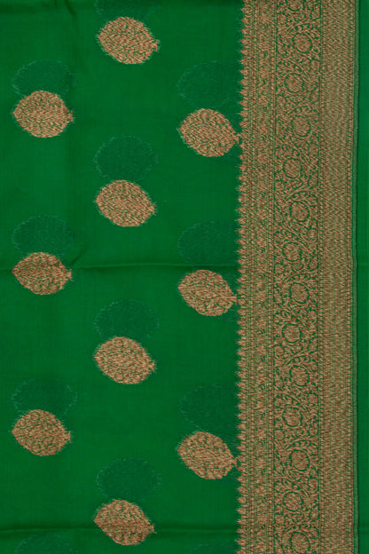 Organza Butta Dark Green Saree