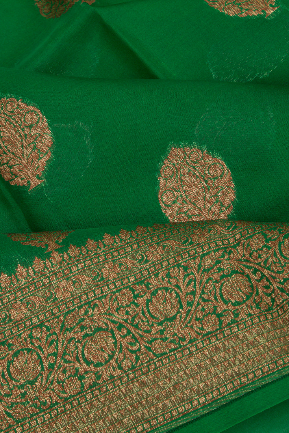 Organza Butta Dark Green Saree