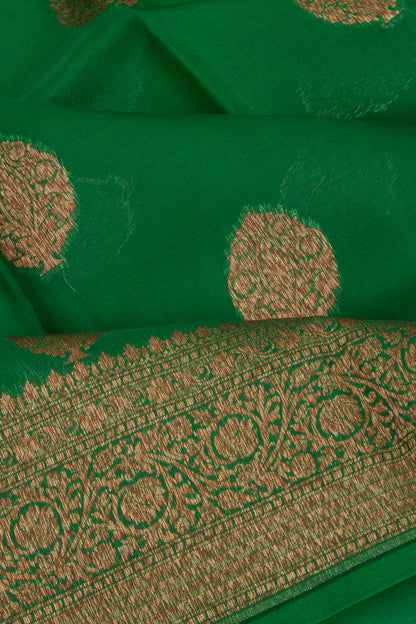 Organza Butta Dark Green Saree