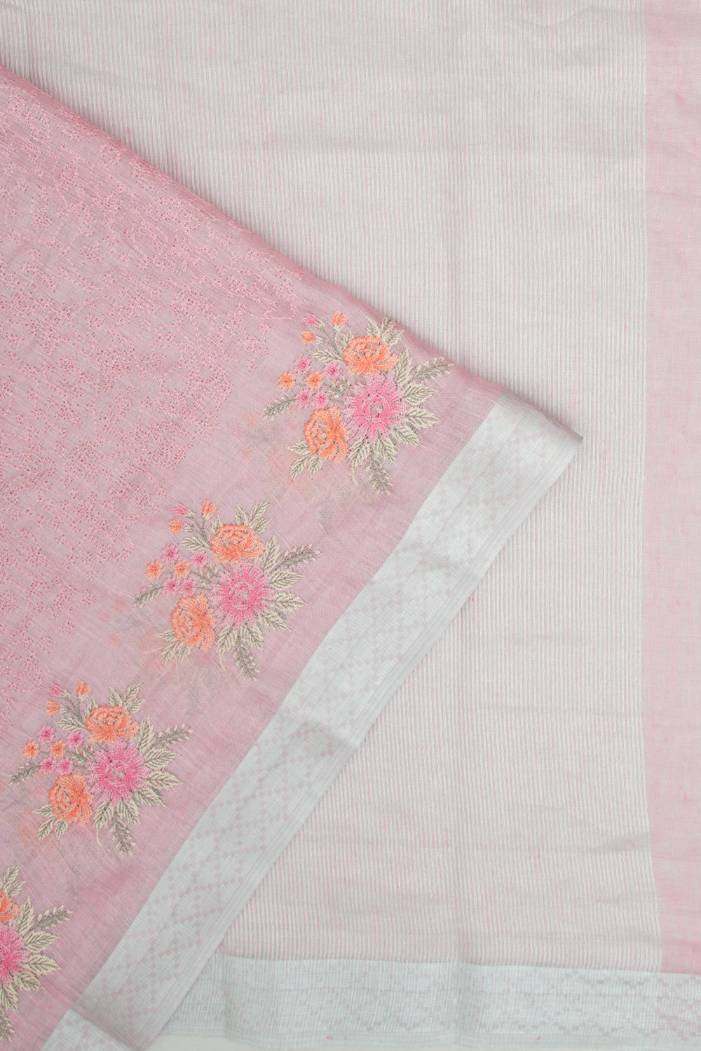 Linen Tissue Embroidery Lavender Saree