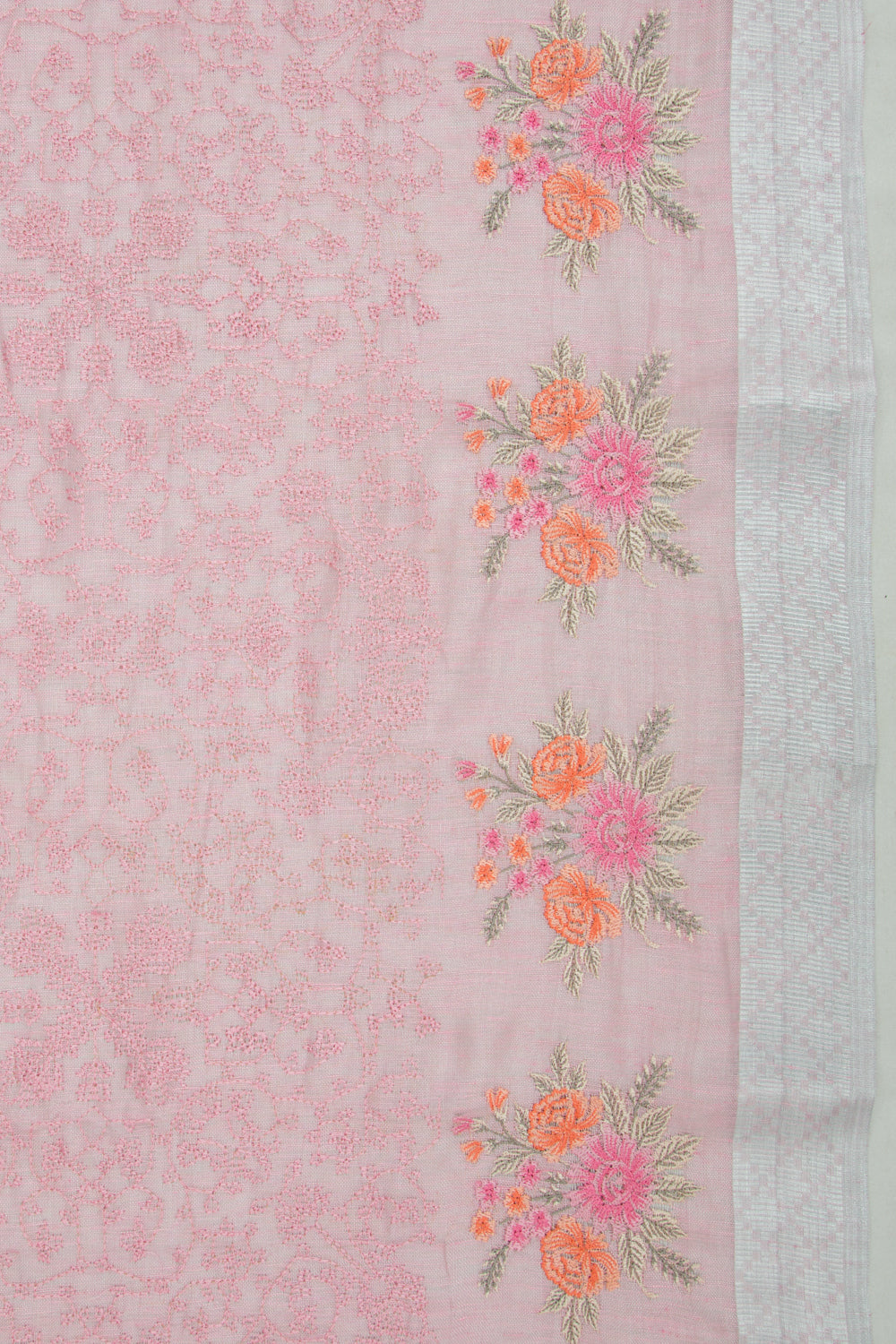 Linen Tissue Embroidery Lavender Saree