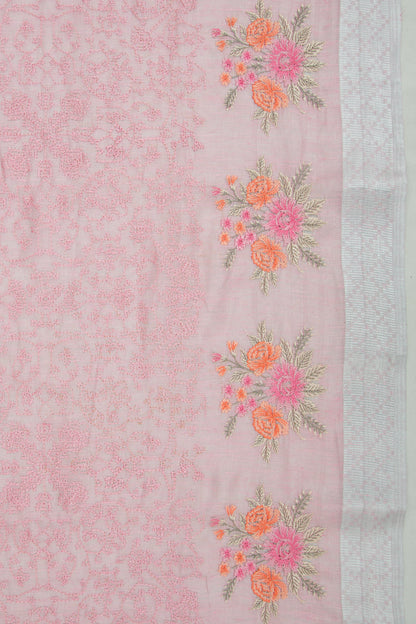 Linen Tissue Embroidery Lavender Saree