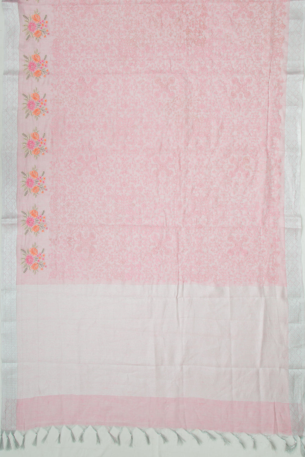 Linen Tissue Embroidery Lavender Saree