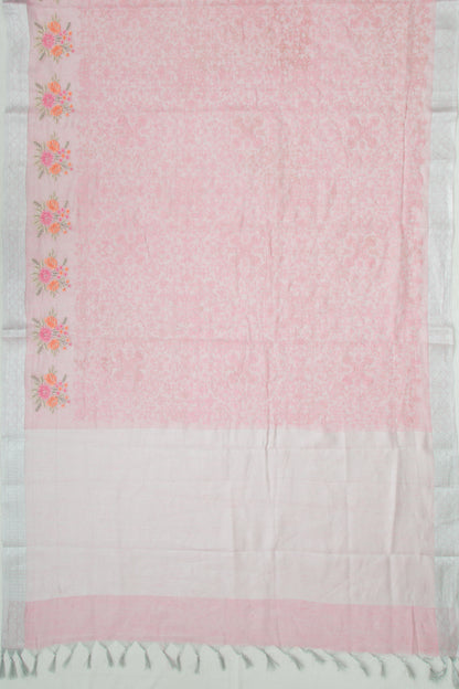 Linen Tissue Embroidery Lavender Saree