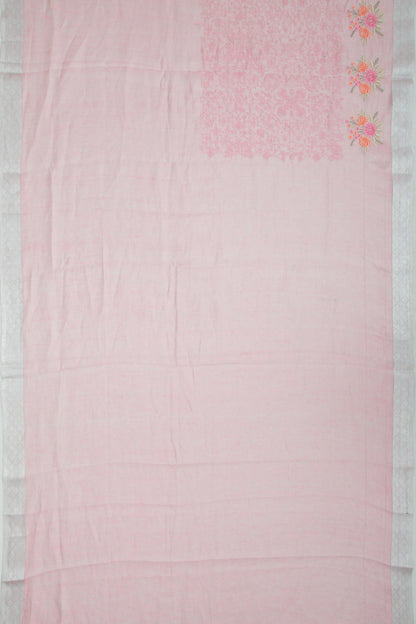 Linen Tissue Embroidery Lavender Saree