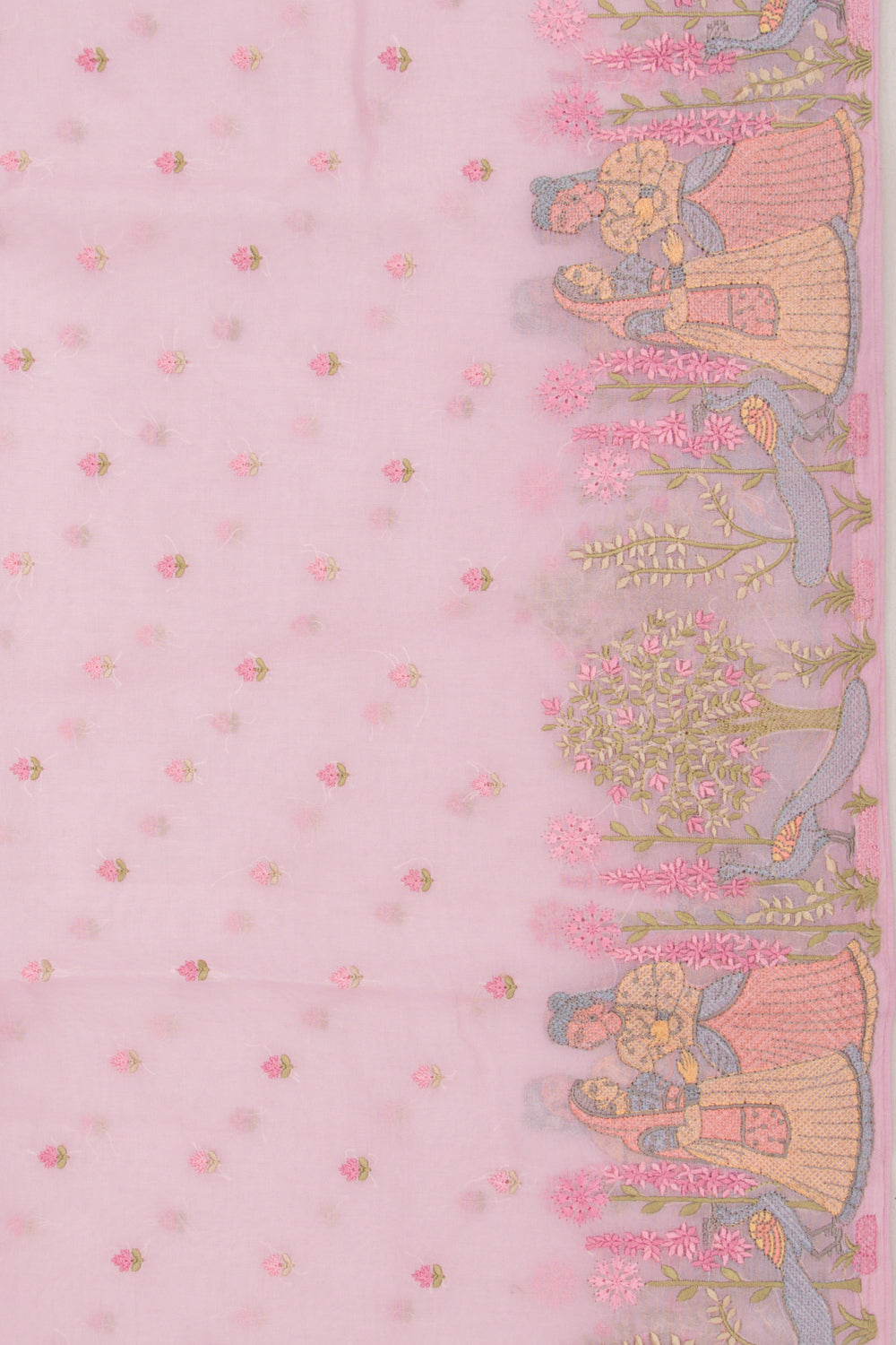 Organza Embroidery Butta Pink Saree