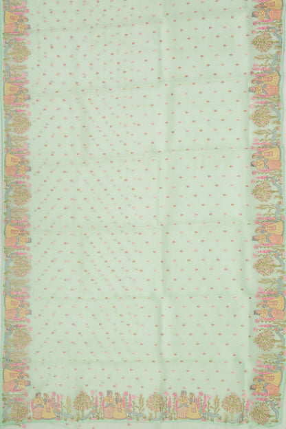 Organza Embroidery Butta Green Saree