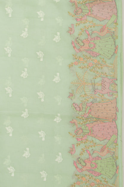 Organza Embroidery Butta Green Saree