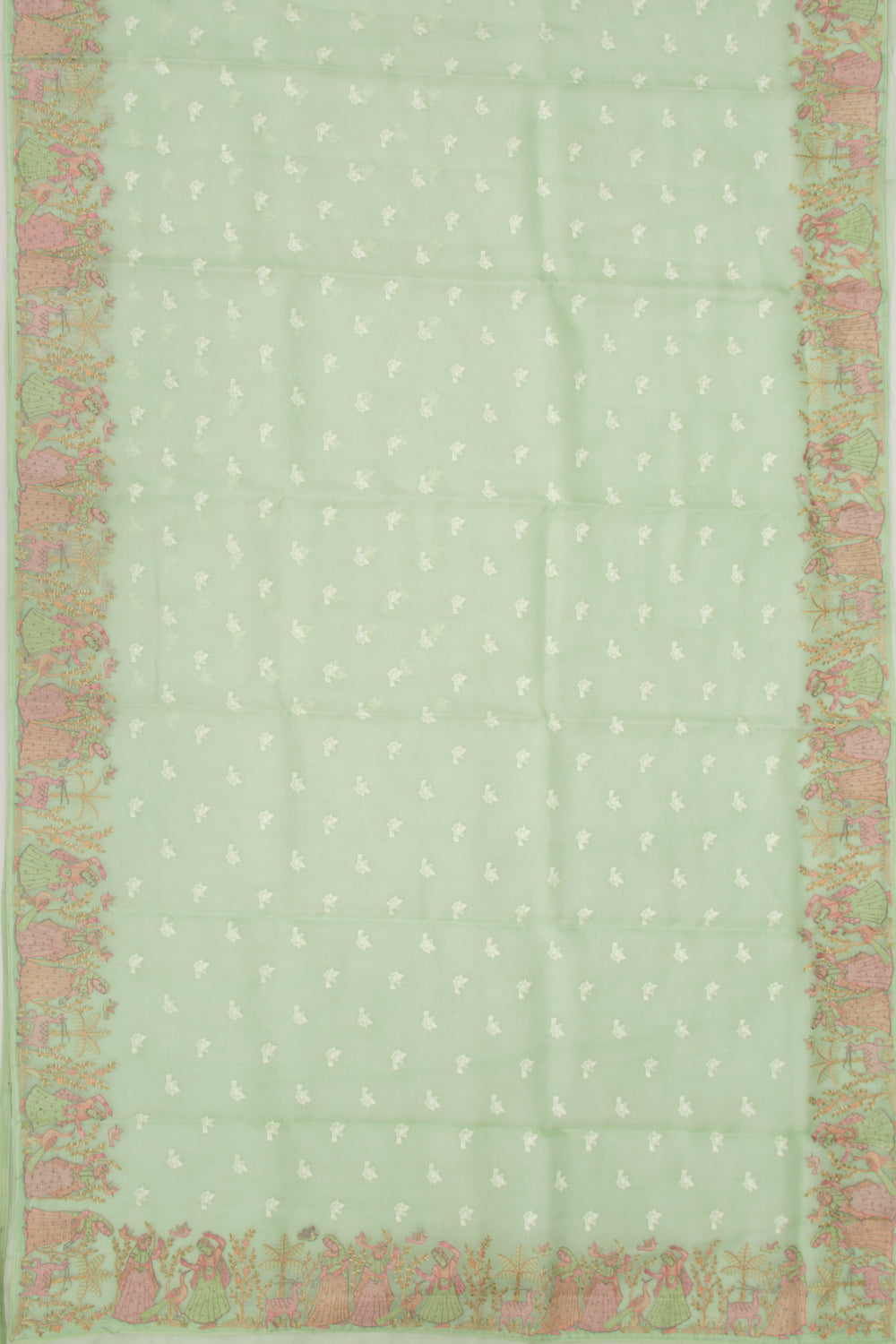 Organza Embroidery Butta Green Saree