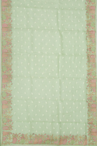 Organza Embroidery Butta Green Saree