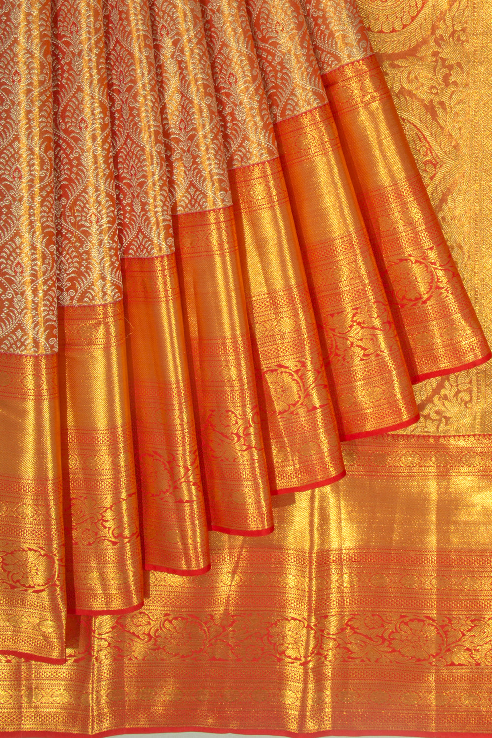 Taranga Kanchi Silk Tissue Brocade Orange Saree