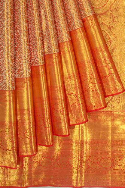 Taranga Kanchi Silk Tissue Brocade Orange Saree