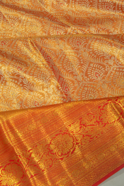 Taranga Kanchi Silk Tissue Brocade Orange Saree
