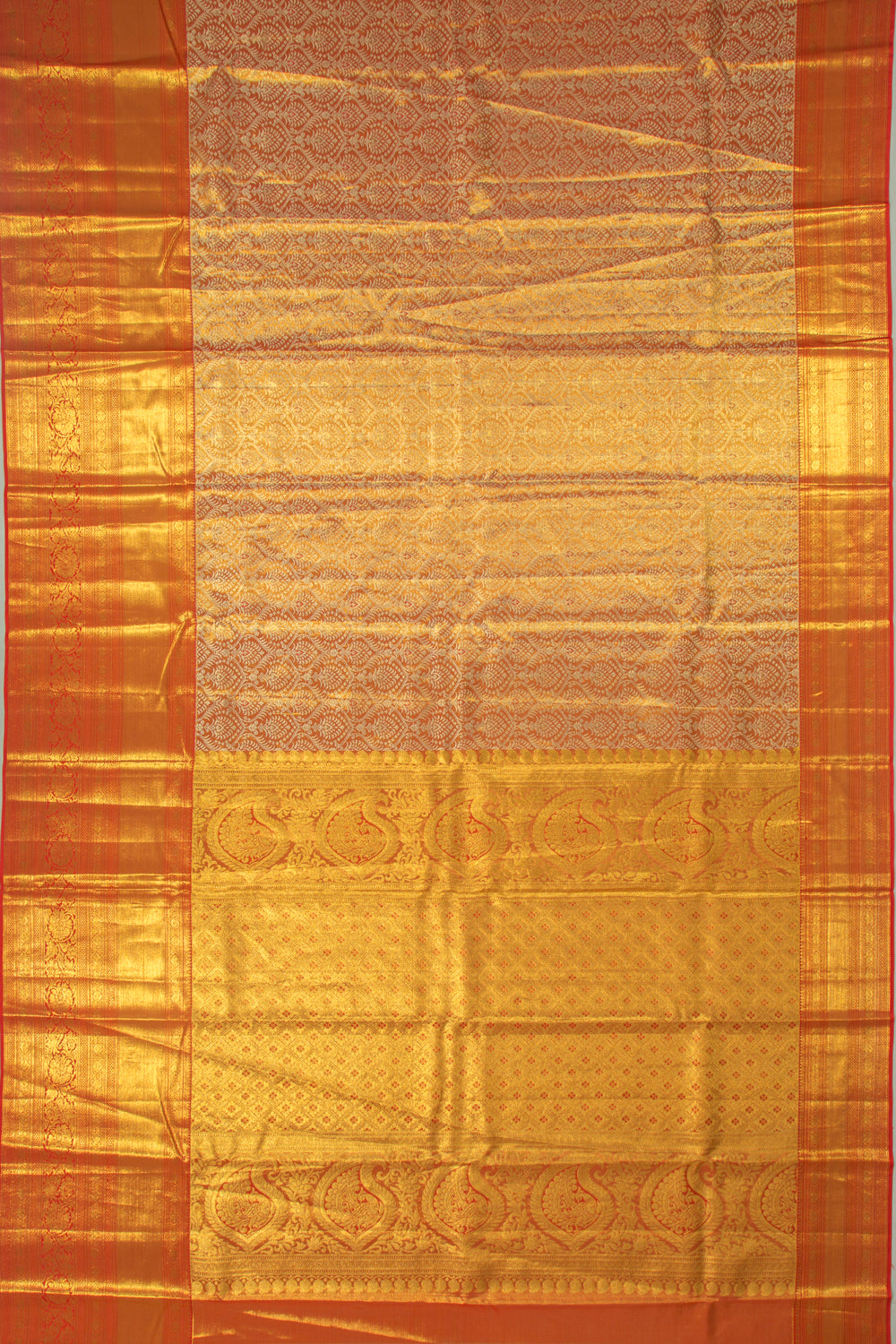 Taranga Kanchi Silk Tissue Brocade Orange Saree