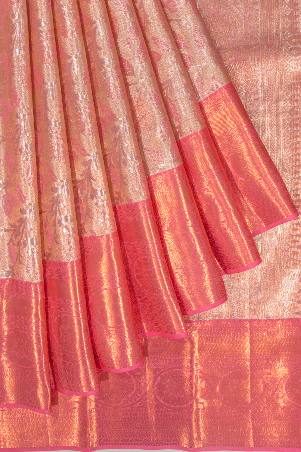Taranga Kanchi Silk Tissue Jaal Baby Pink Saree