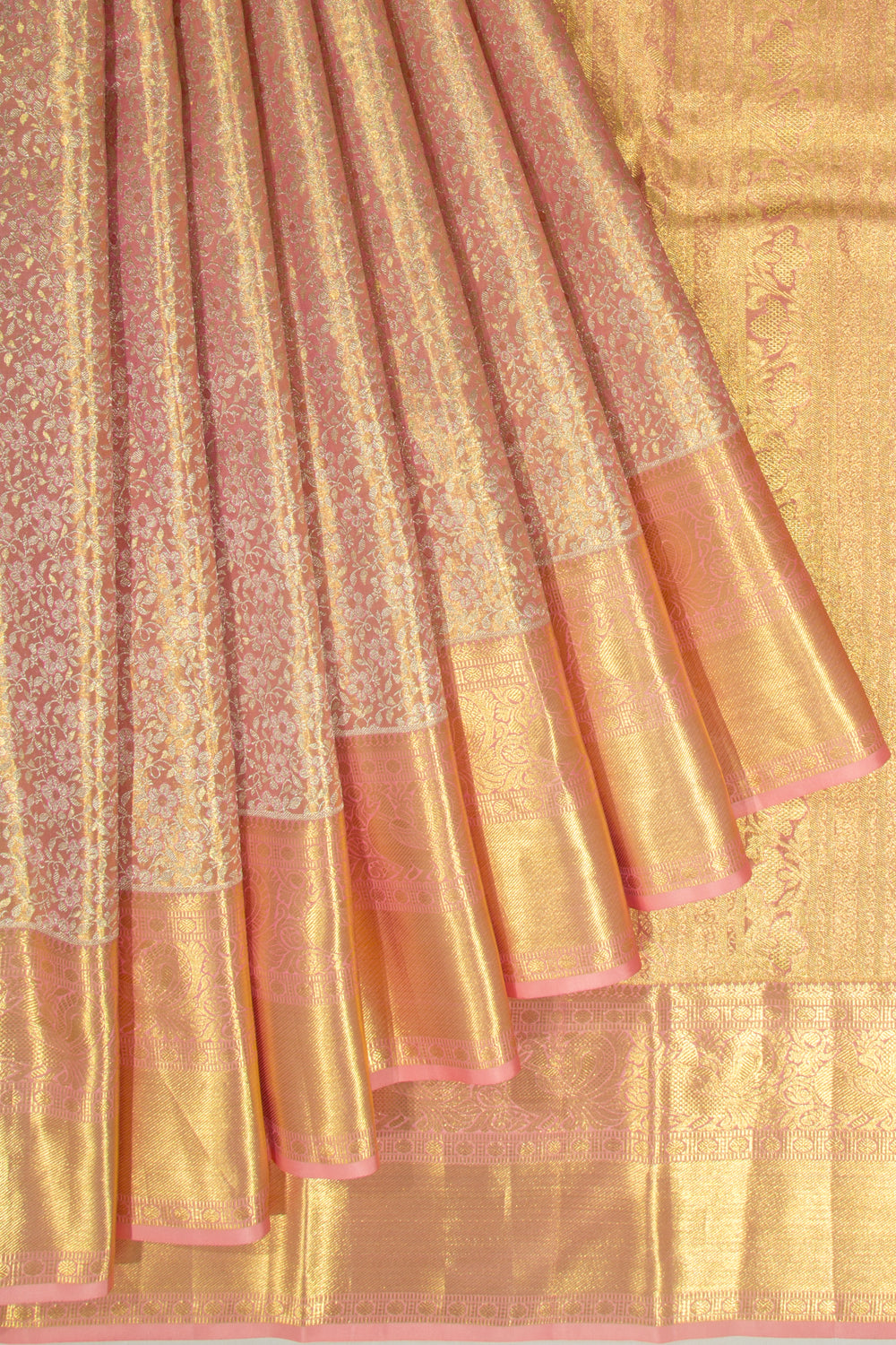 Taranga Kanchi Silk Tissue Jaal Pink Saree