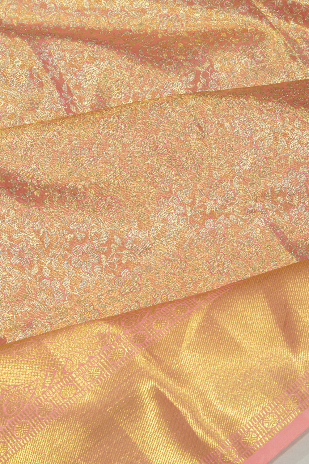 Taranga Kanchi Silk Tissue Jaal Pink Saree