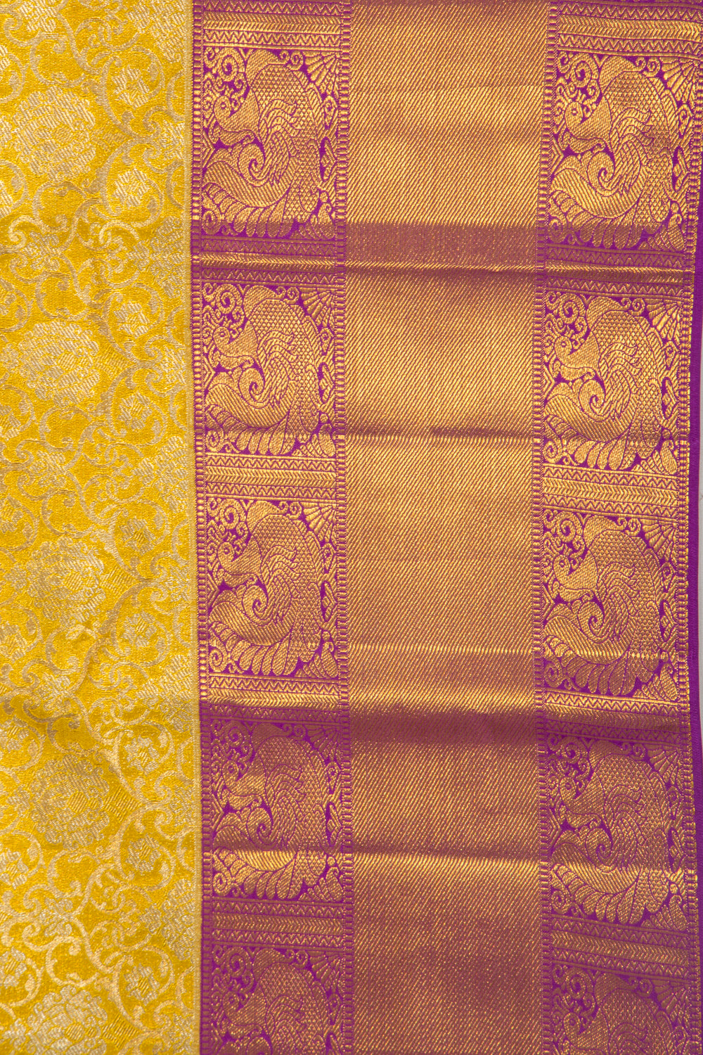 Taranga Kanchi Silk Tissue Brocade Yellow Saree