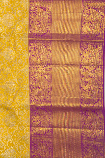 Taranga Kanchi Silk Tissue Brocade Yellow Saree