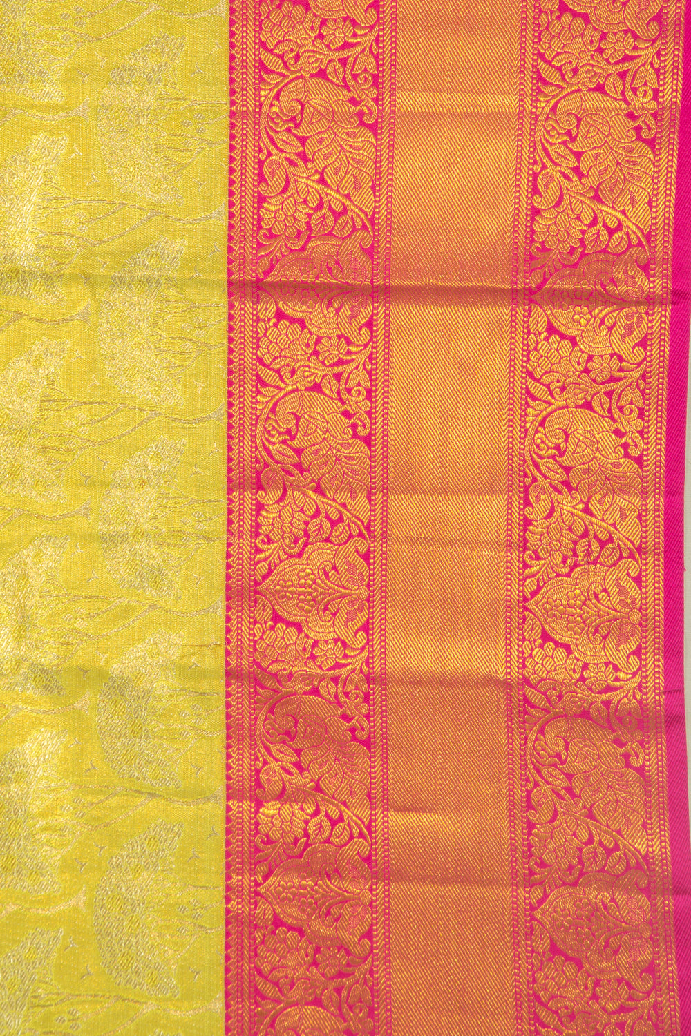 Taranga Kanchi Silk Tissue Jaal Lemon Yellow Saree