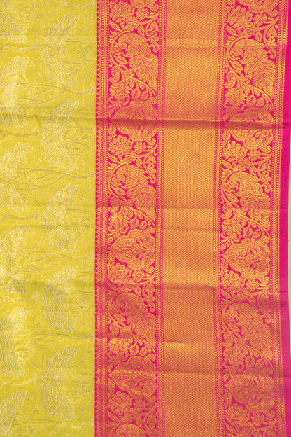 Taranga Kanchi Silk Tissue Jaal Lemon Yellow Saree