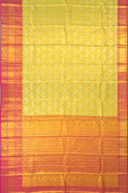 Taranga Kanchi Silk Tissue Jaal Lemon Yellow Saree