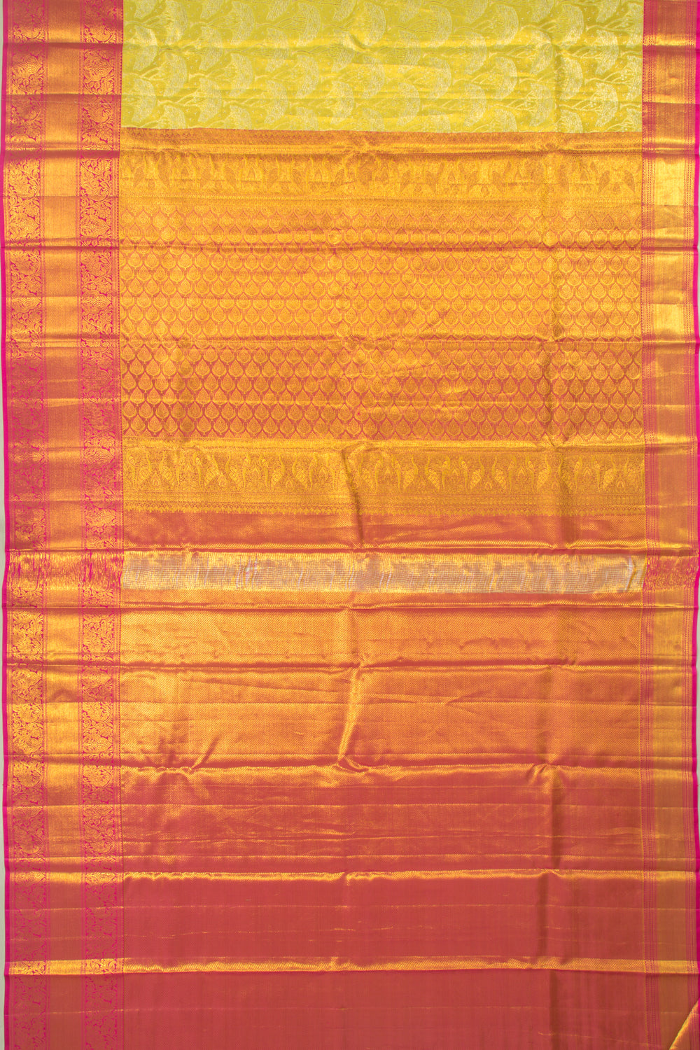 Taranga Kanchi Silk Tissue Jaal Lemon Yellow Saree