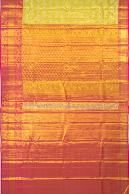 Taranga Kanchi Silk Tissue Jaal Lemon Yellow Saree