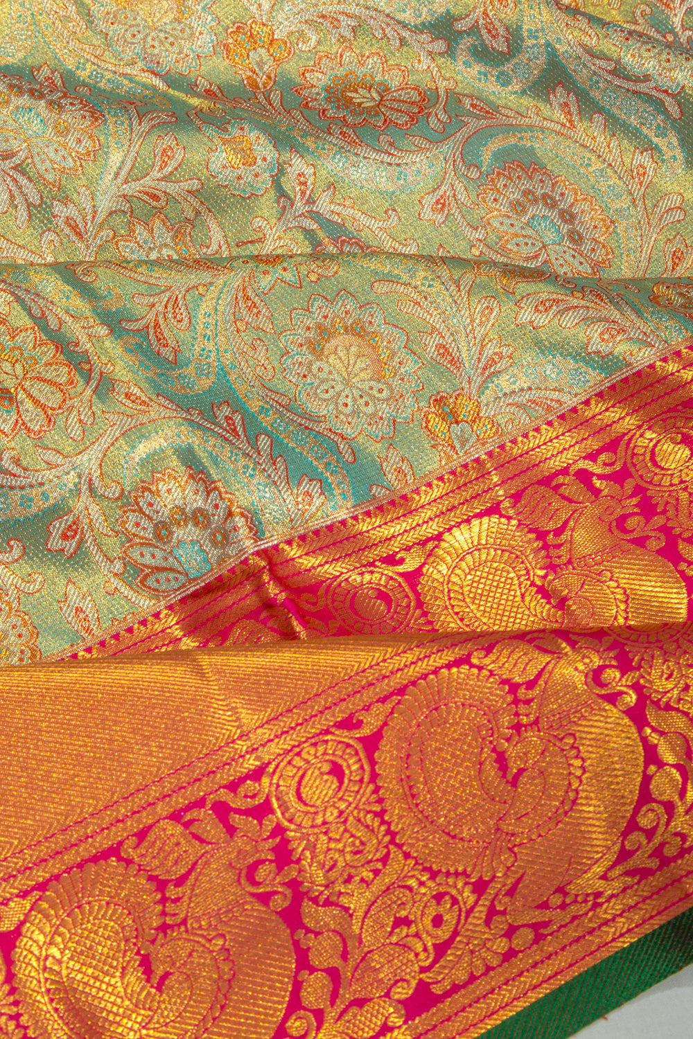 Taranga Kanchi Silk Tissue Jaal Blue Saree