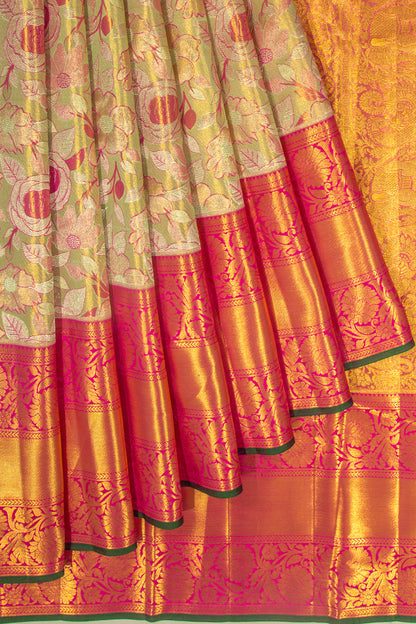 Taranga Kanchi Silk Tissue Jaal Green Saree
